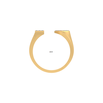 14K Gold letter L Ring 0.24 ctw