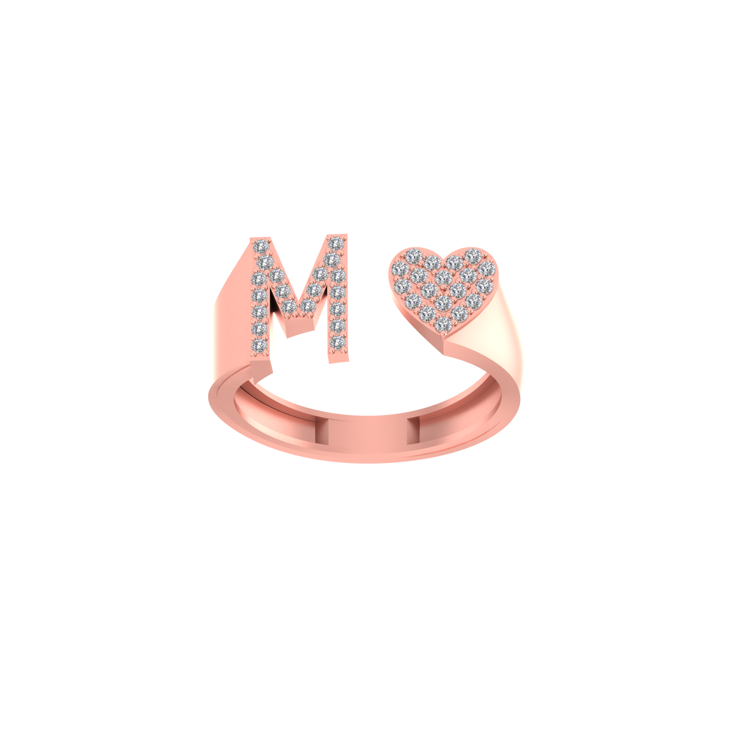 14K Gold letter M Ring 0.27 ctw