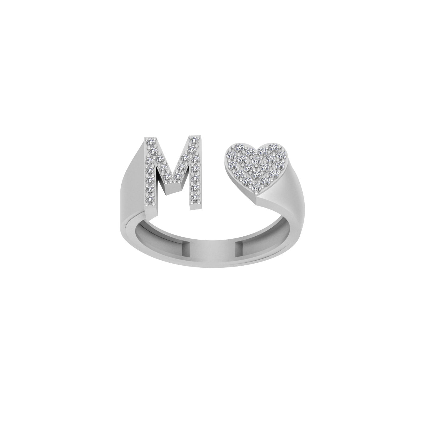 14K Gold letter M Ring 0.27 ctw