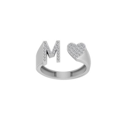 14K Gold letter M Ring 0.27 ctw