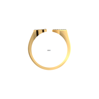 14K Gold letter M Ring 0.27 ctw