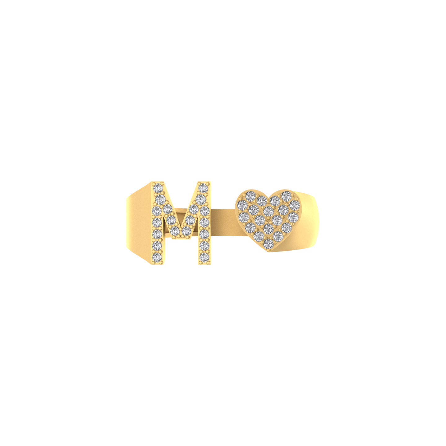 14K Gold letter M Ring 0.27 ctw