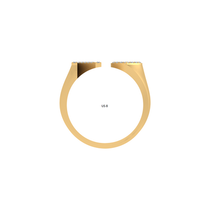 14K Gold letter N Ring 0.29 ctw