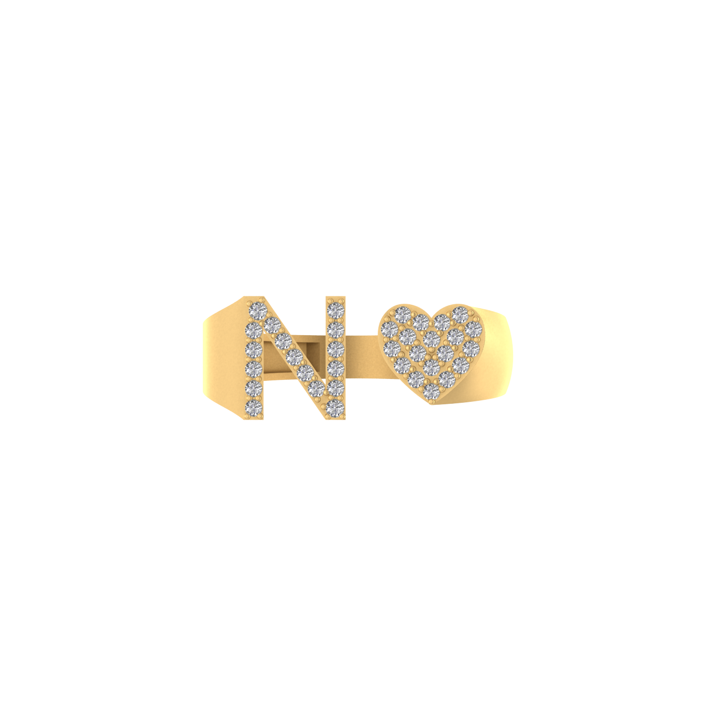 14K Gold letter N Ring 0.29 ctw