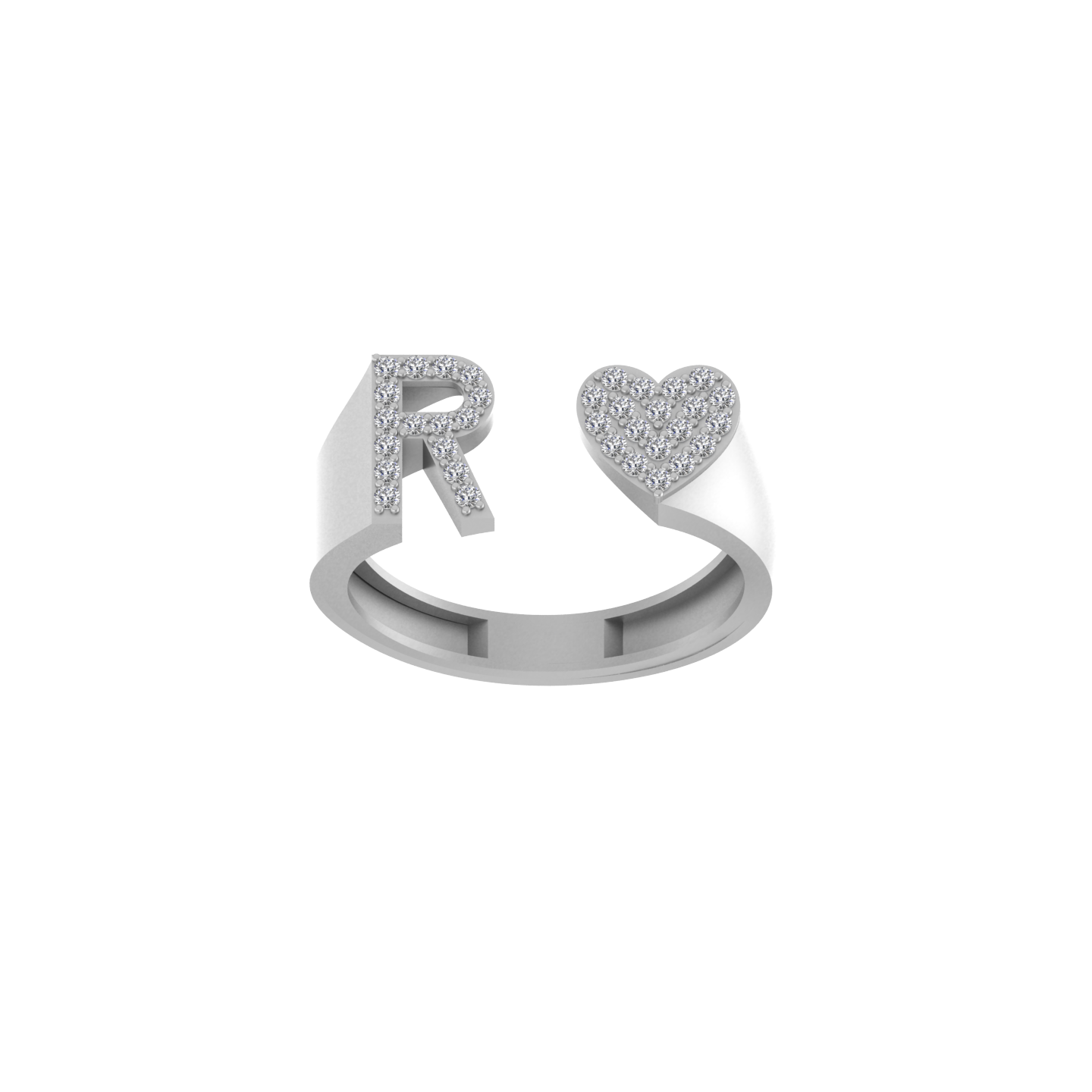 14K Gold letter R Ring 0.26 ctw