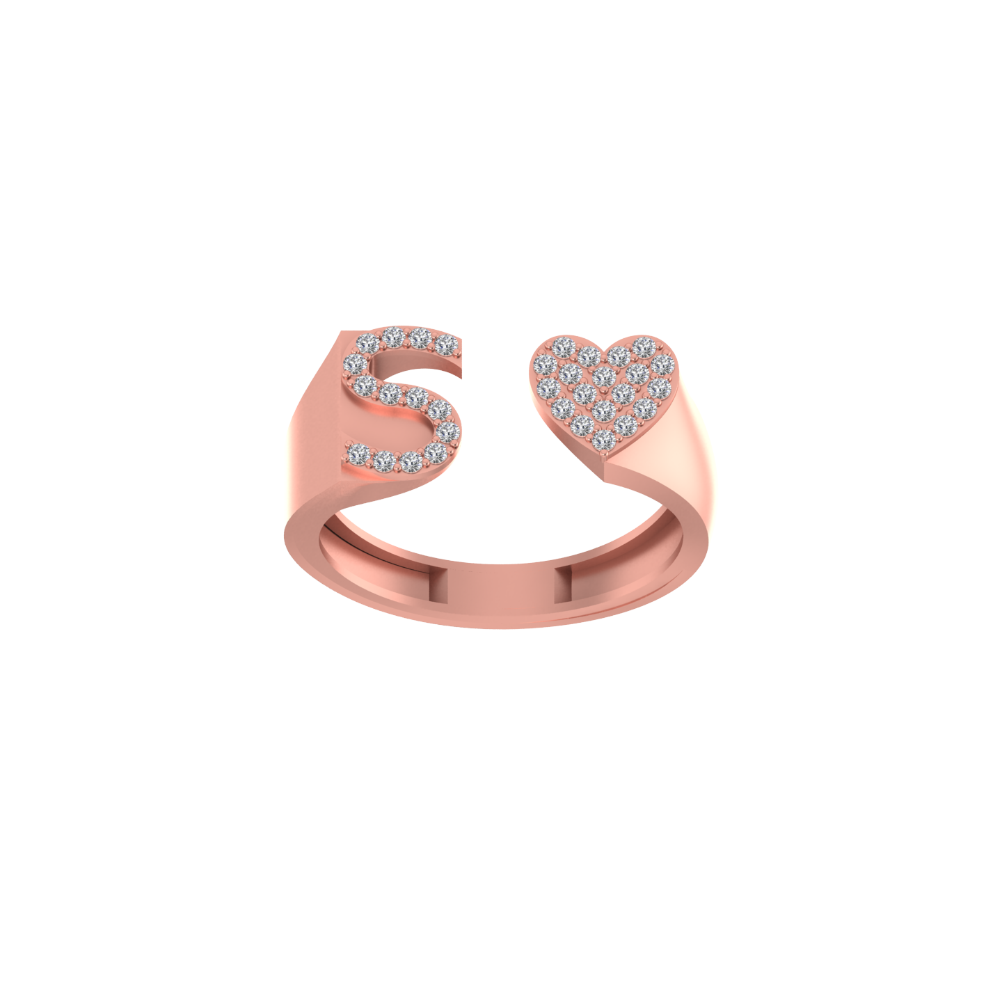 14K Gold letter S Ring 0.25 ctw