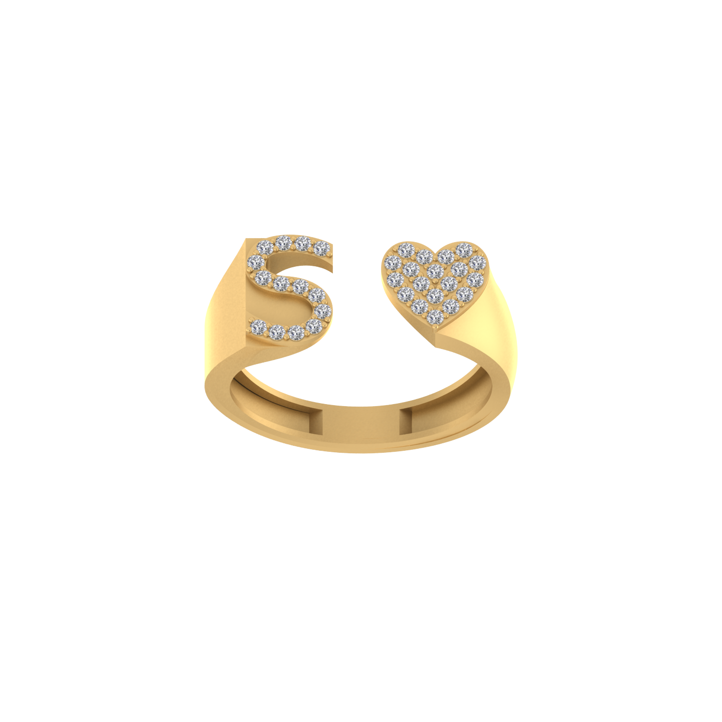 14K Gold letter S Ring 0.25 ctw