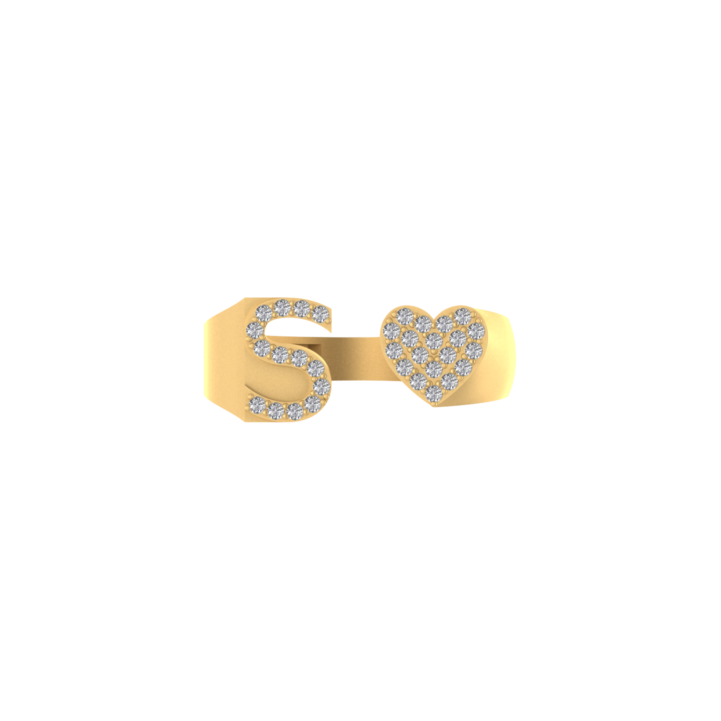 14K Gold letter S Ring 0.25 ctw