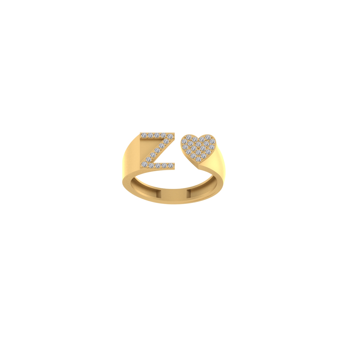 14K Gold letter Z Ring 0.27 ctw