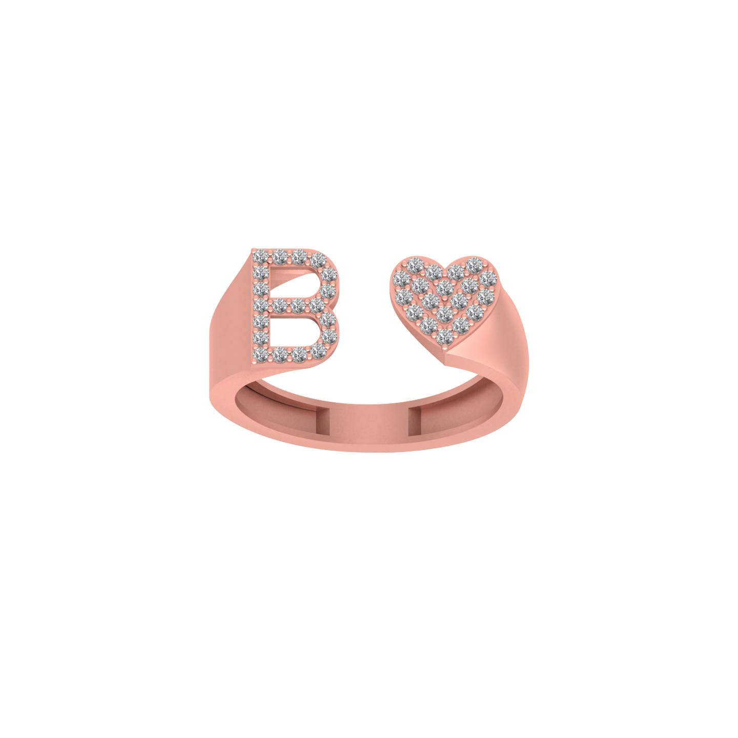 14K Gold letter B Ring 0.26 ctw