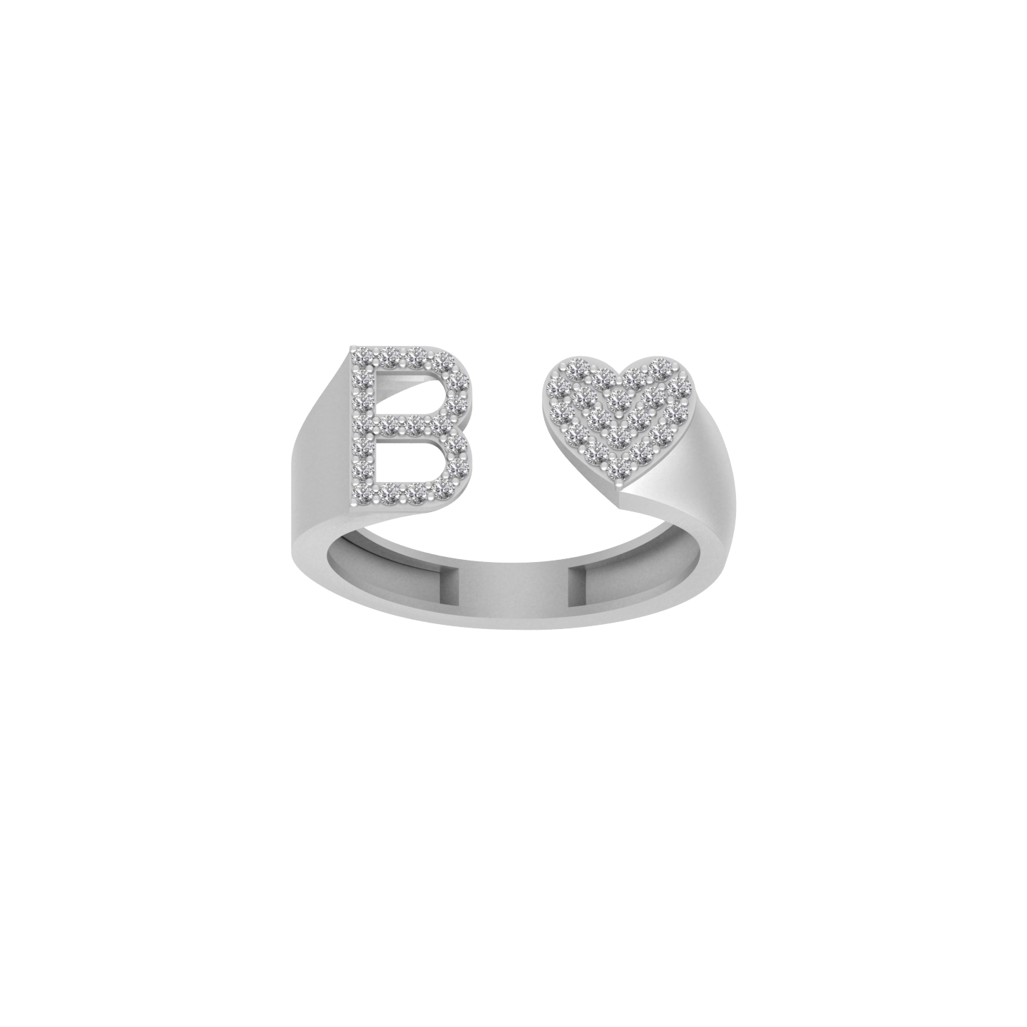 14K Gold letter B Ring 0.26 ctw