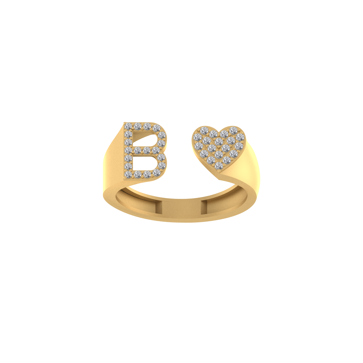 14K Gold letter B Ring 0.26 ctw