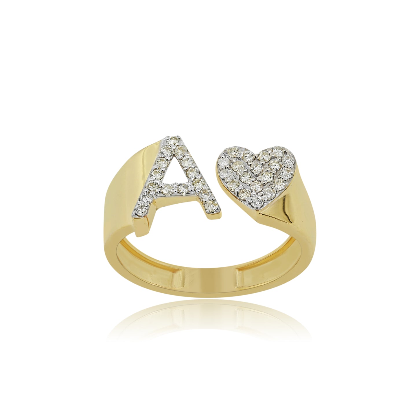 Letter A Ring, Gold Weight - 2.61 , Carat Weight - 0.27