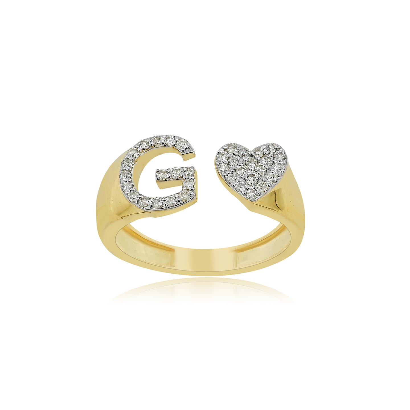 14K Gold letter G Ring 0.28 ctw