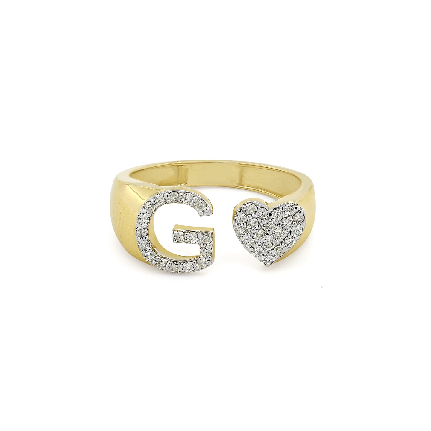 14K Gold letter G Ring 0.28 ctw