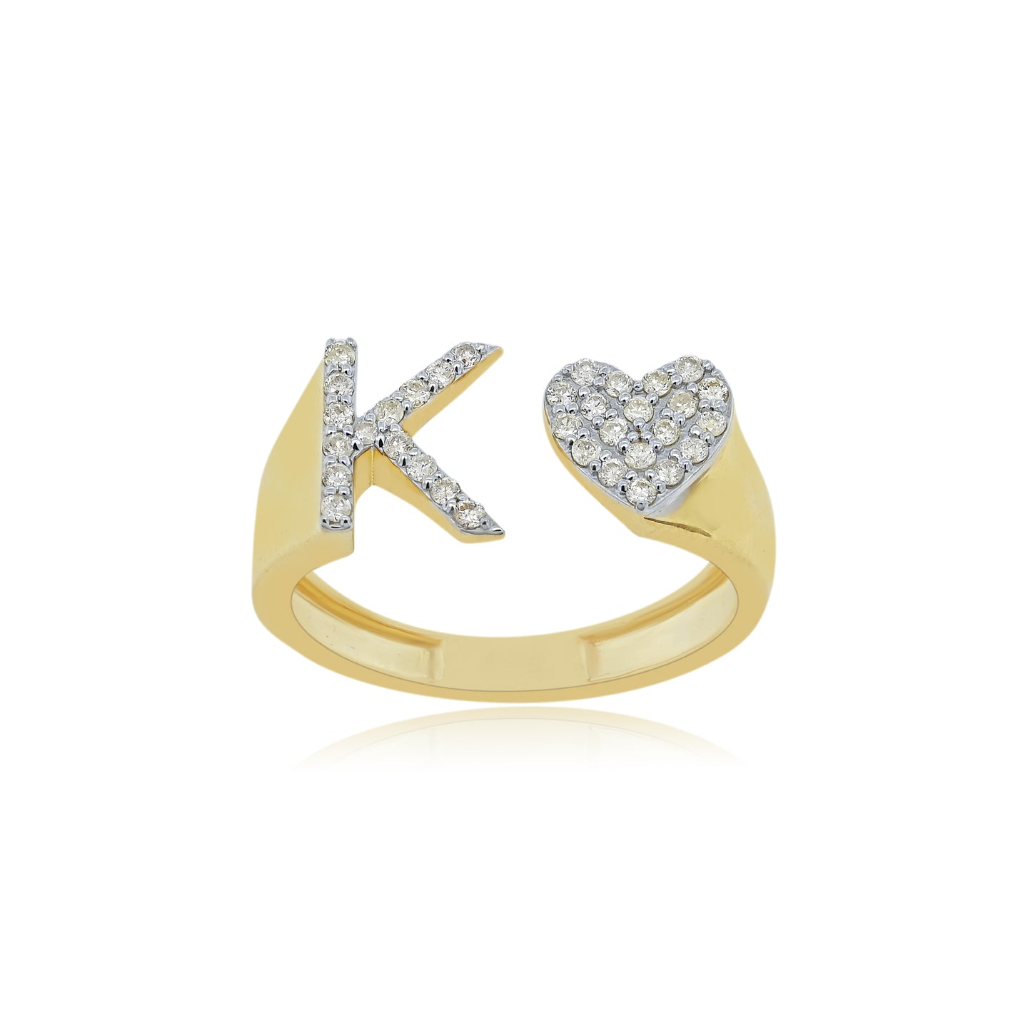 14K Gold letter K Ring 0.26 ctw