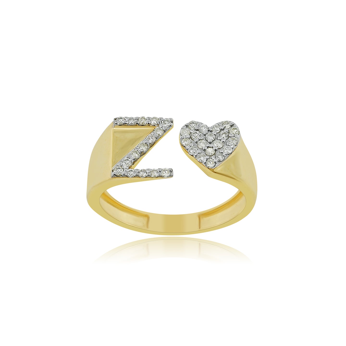 14K Gold letter Z Ring 0.27 ctw