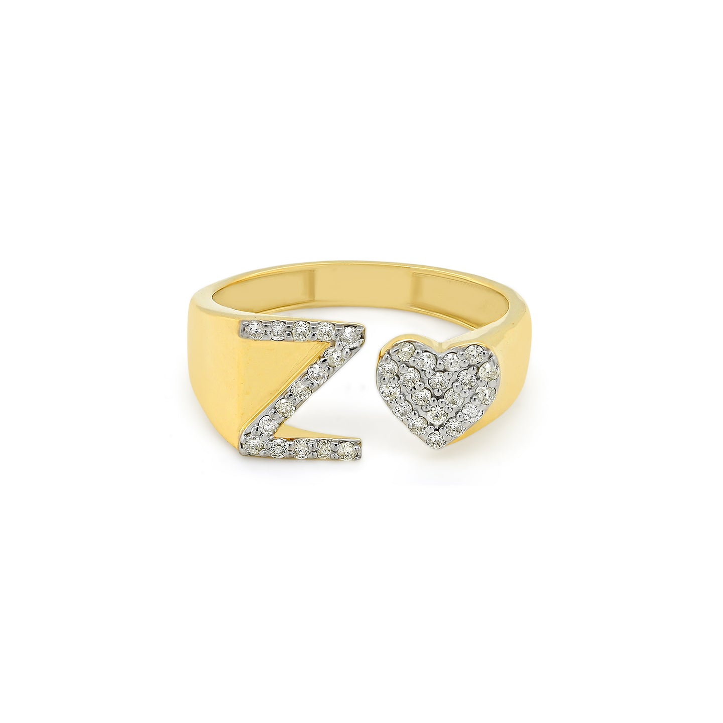 14K Gold letter Z Ring 0.27 ctw