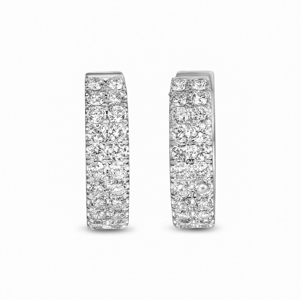 14k White Gold Diamond Hoop Earrings 1.5 ctw