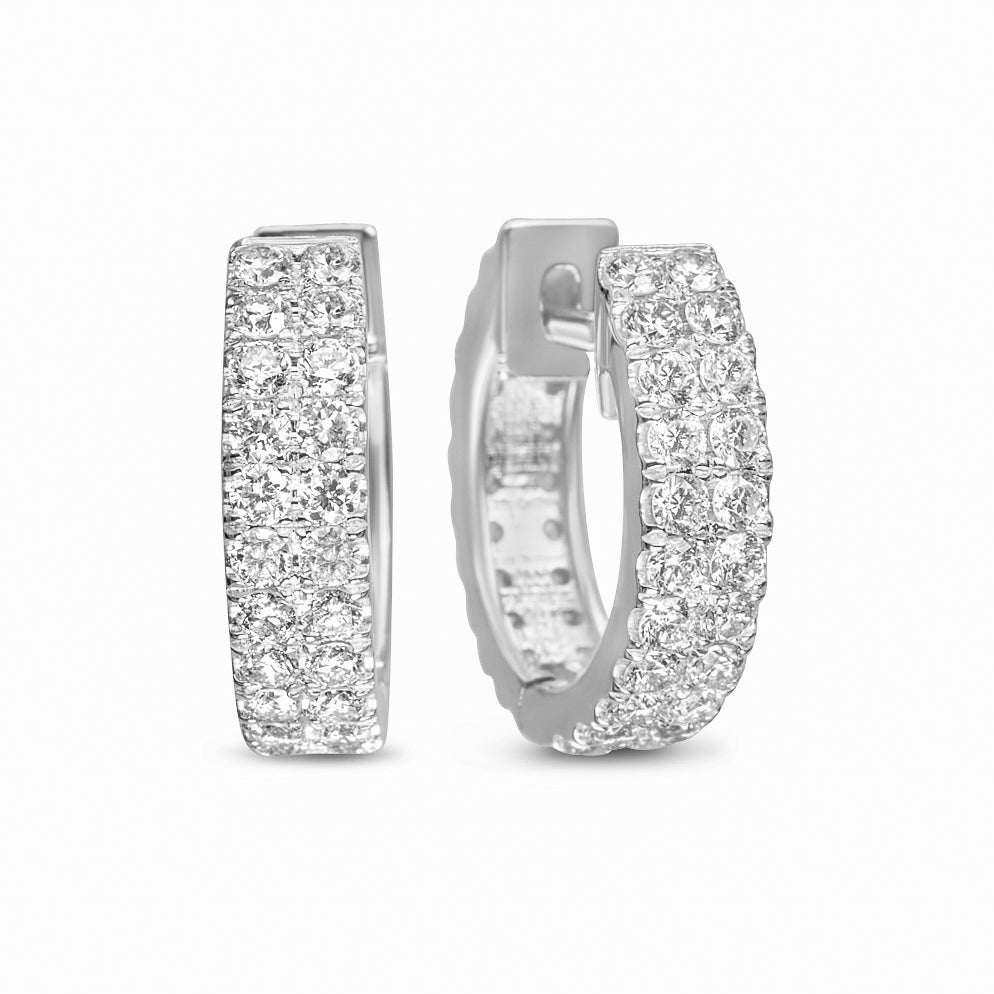 14k White Gold Diamond Hoop Earrings 1.5 ctw