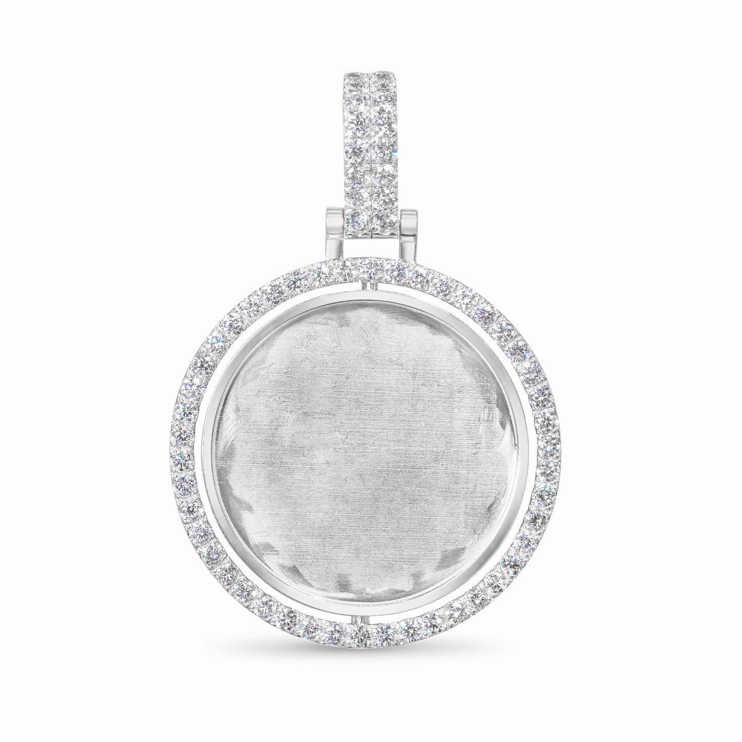 14K White Gold Diamond Spinning Picture Pendant 1.82 ctw