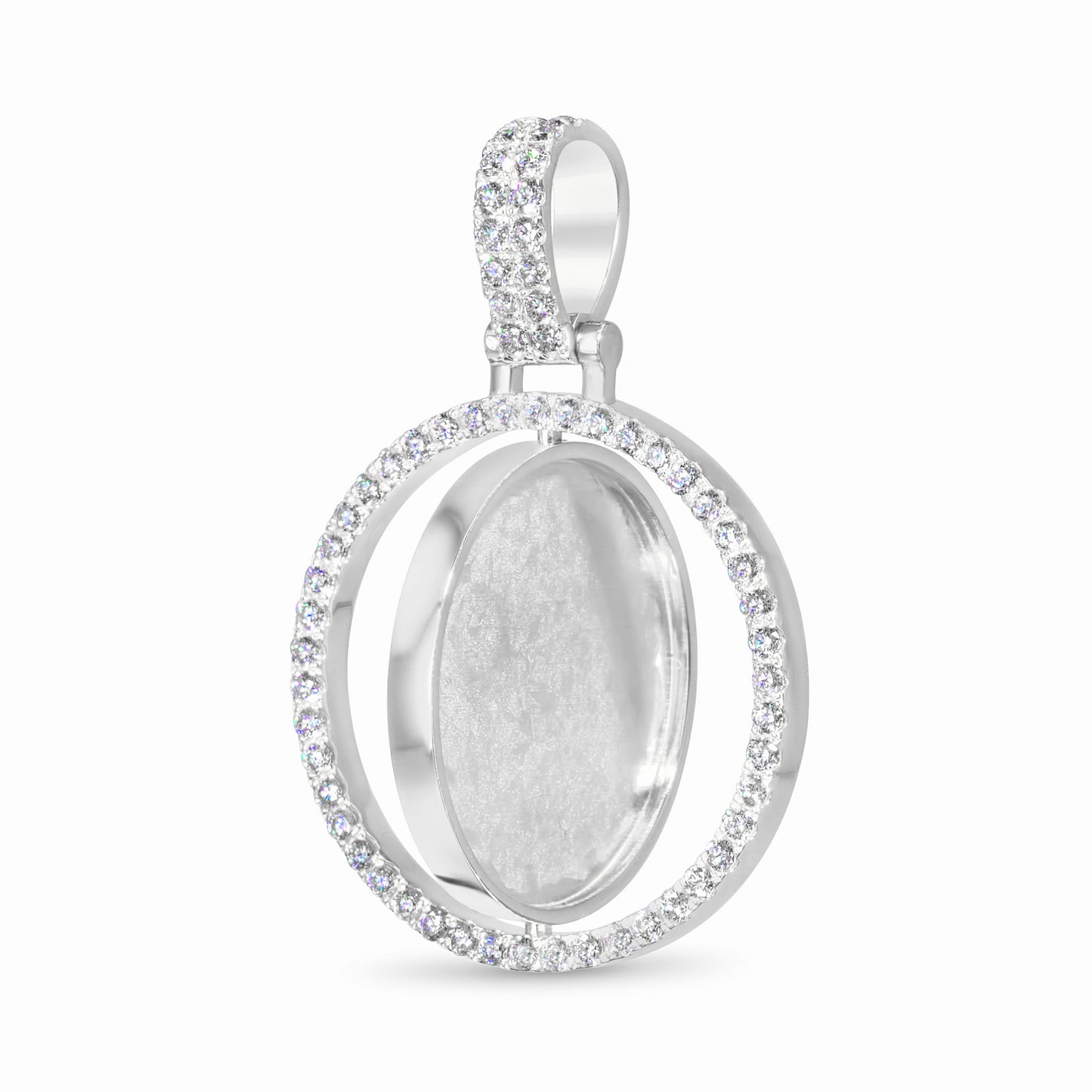 14K White Gold Diamond Spinning Picture Pendant 1.82 ctw