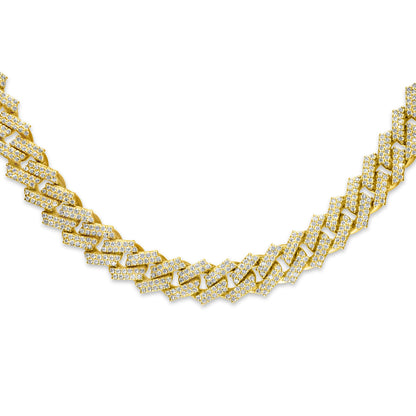 10k Solid Yellow Gold Diamond Cuban Chain 12.5mm 24.50 ctw