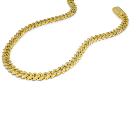 10k Solid Yellow Gold Diamond Cuban Prong Chain 12.5mm 24.50 ctw