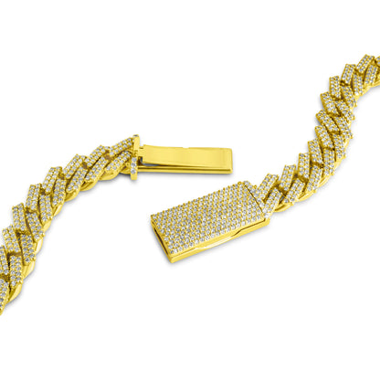 10k Solid Yellow Gold Diamond Cuban Prong Chain 12.5mm 24.50 ctw