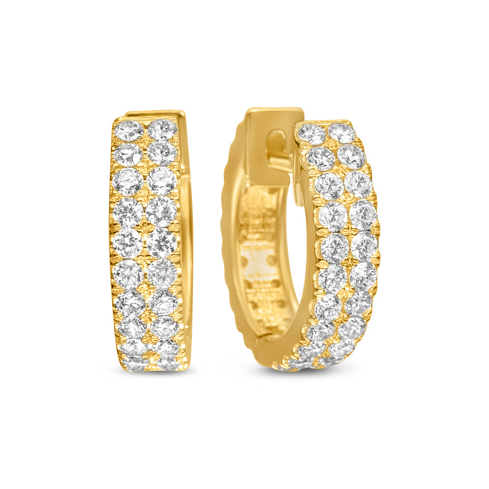 14k Yellow Gold Diamond Hoop Earrings 1.5 ctw