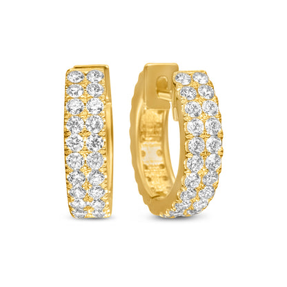 14k Solid Gold Diamond Hoop Earrings 1.5ctw