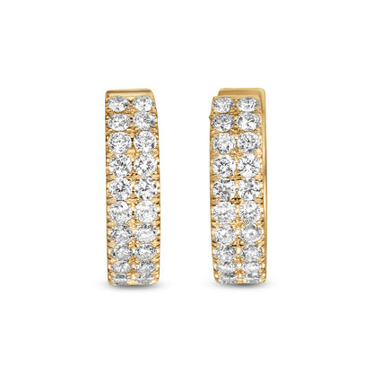 14k Solid Gold Diamond Hoop Earrings 1.5ctw