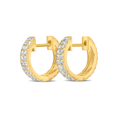 14k Yellow Gold Diamond Hoop Earrings 1.5 ctw