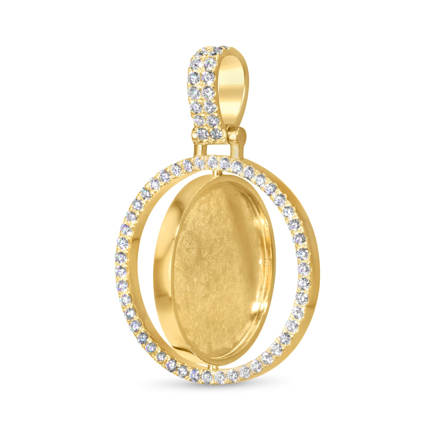 14K Yellow Gold Diamond Spinning Picture Pendant 1.82 ctw