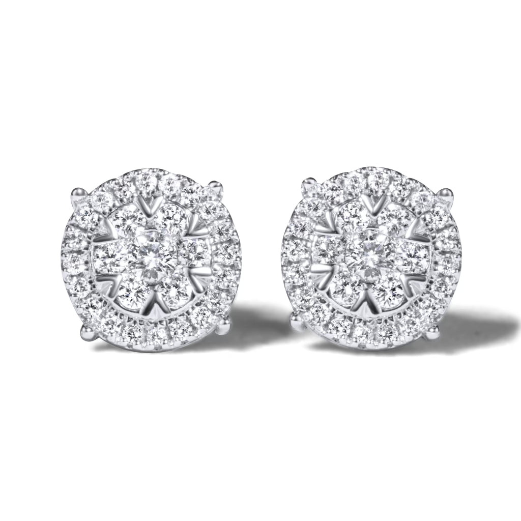 14K White Gold Cluster Earrings .60ctw