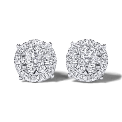 14K White Gold Cluster Earrings .60ctw