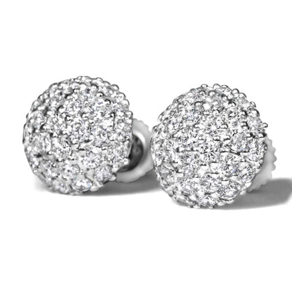 14k White Gold 3D Round Diamond Earrings 2.0 ctw