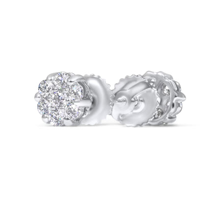 14k White Gold Diamond Cluster Earrings .50 ctw