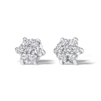 14k White Gold Diamond Star Cluster Earrings 2.0 ctw