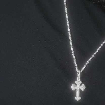 10k White Gold Diamond Cross Pendant 0.88 ctw