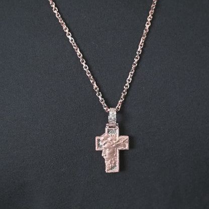 10k Rose Gold Diamond Baguette Jesus Head Pendant 1.02 ctw