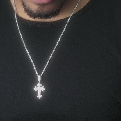 10k White Gold Diamond Cross Pendant 0.62 ctw