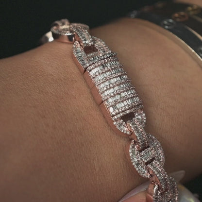 10k Rose Gold Diamond Baguette Bracelet 4.79 ctw