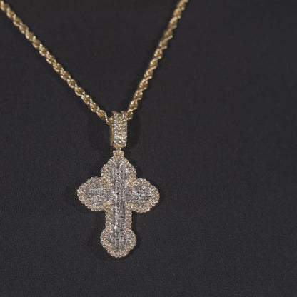 10k Yellow Gold Diamond Baguette Cross Pendant 2.39 ctw