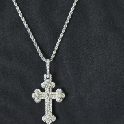 10k Two-Tone Solid Gold Diamond Cross Pendant 1.68ctw