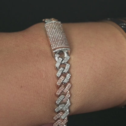 10k Two-Tone White and Rose Gold Diamond Bracelet 1.98 ctw