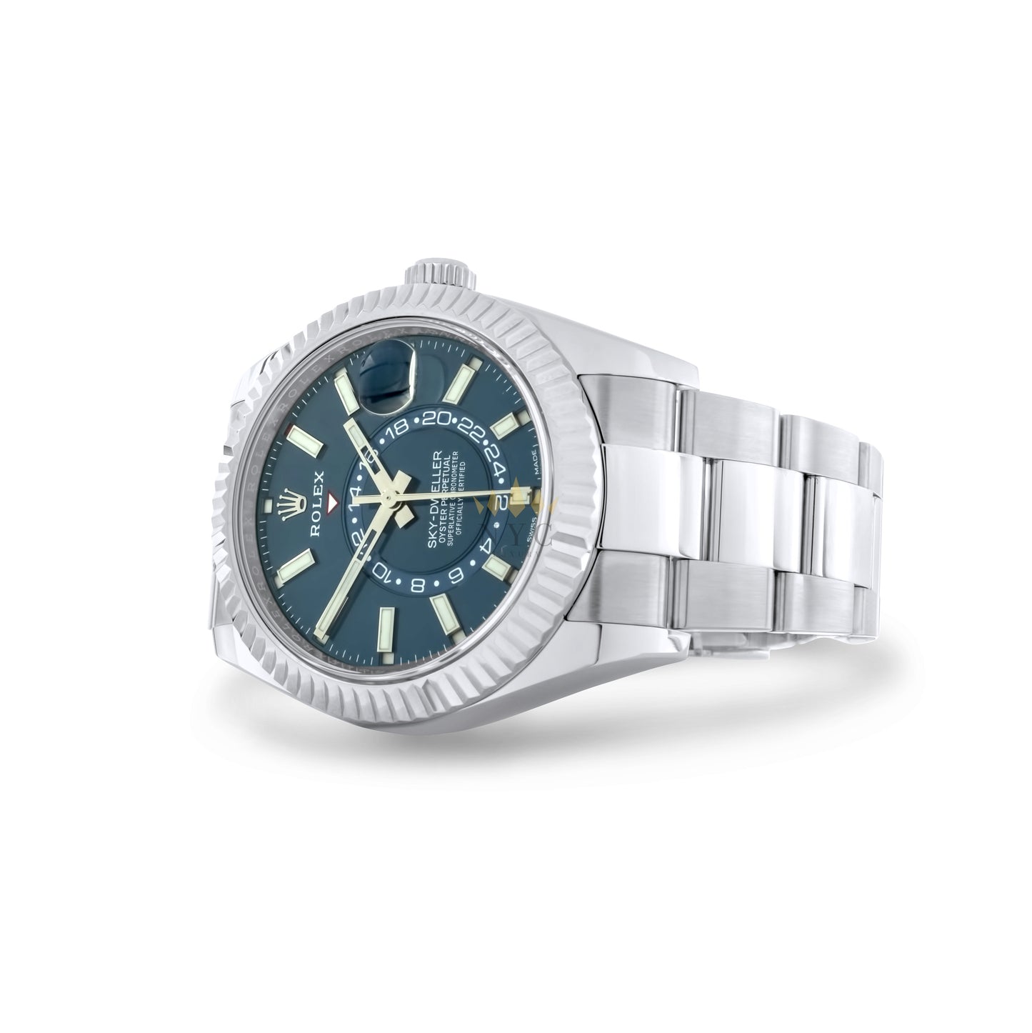 Rolex Sky-Dweller 42mm Stainless steel, 18k White Gold w. Fluted Bezel, Blue Dial, Oyster bracelet Ref. 326934 - Unworn