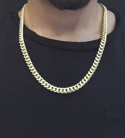 10K Hollow Yellow Gold Cuban Chain 8.5mm