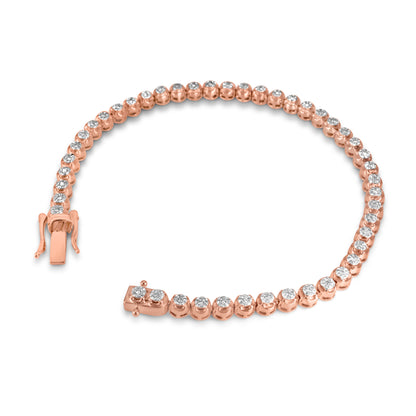 10K Rose Gold Diamond Cluster Tennis Bracelet 0.84ctw