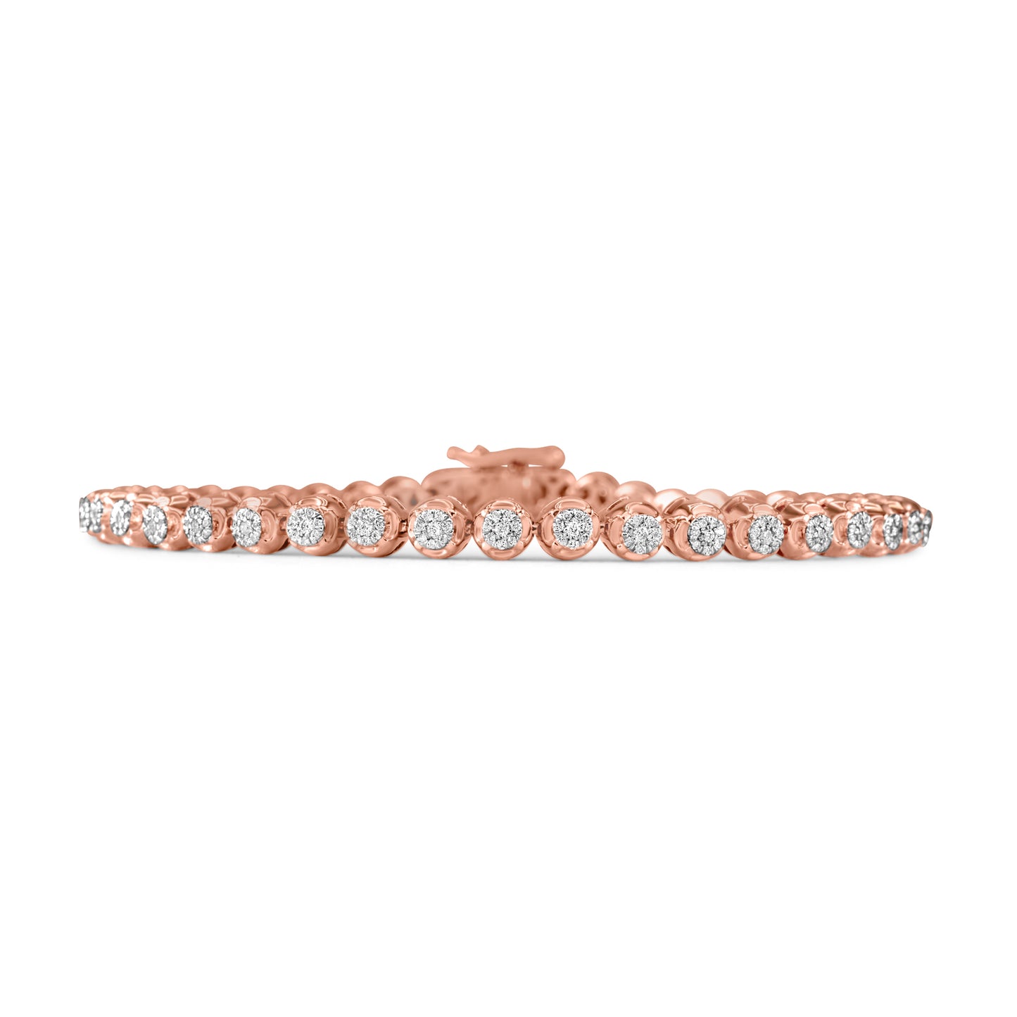 10K Rose Gold Diamond Cluster Tennis Bracelet 0.84ctw